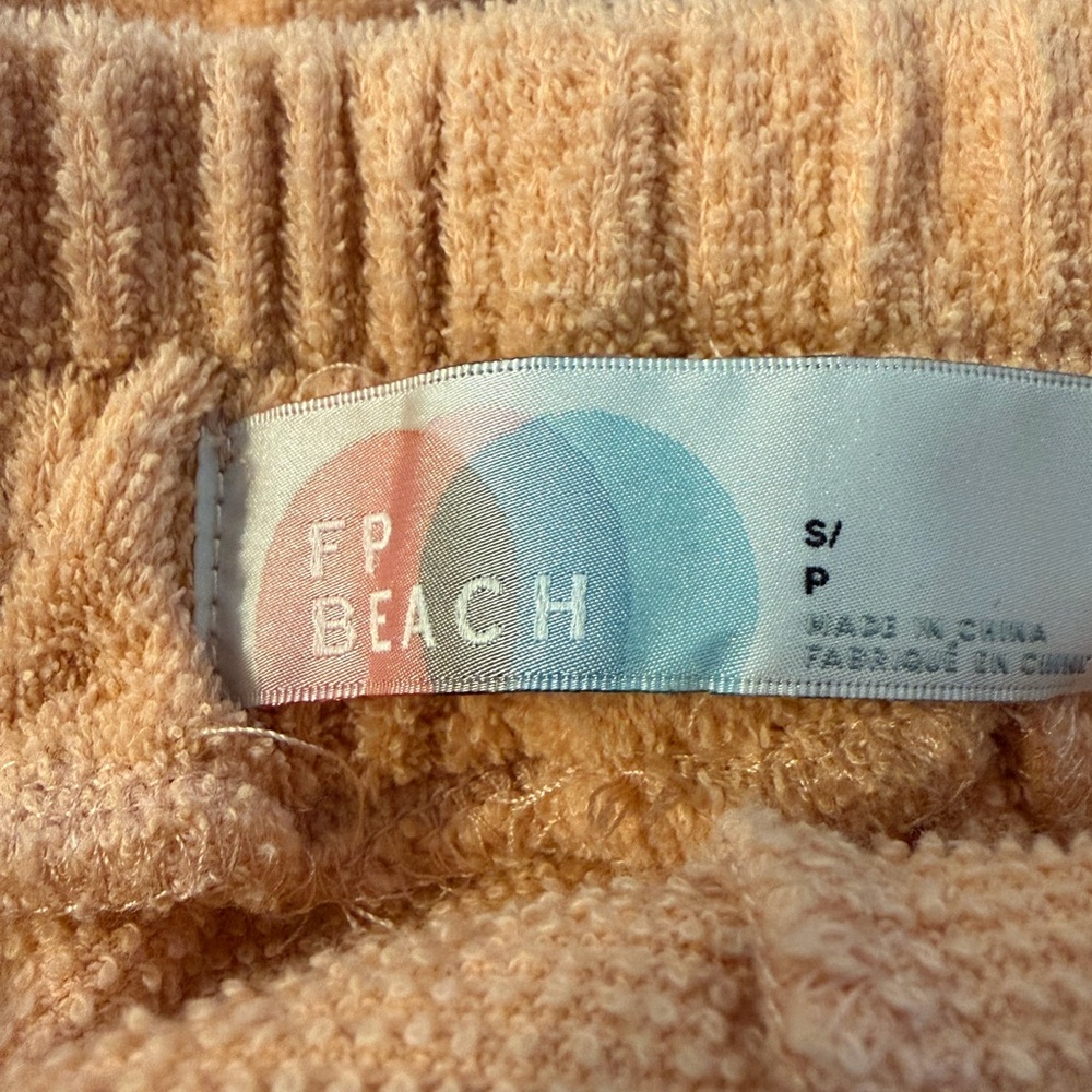 Free People Beach Cozy Peach Terry Cloth Elastic High Waist Shorts - Picture 4 of 4